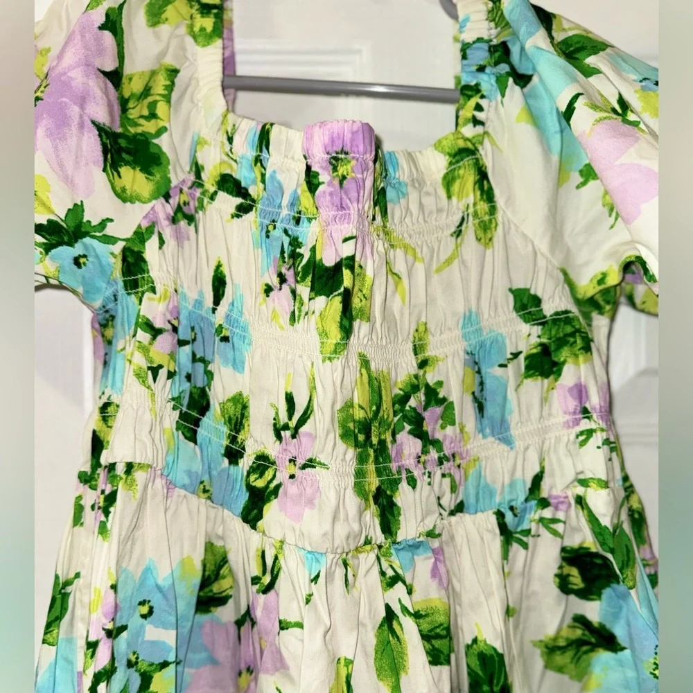 Old Navy Girls Floral Puff Sleeve Smocked Dress Size L 10/12
